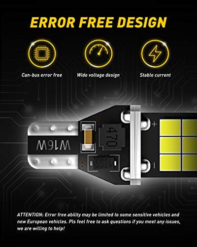 AUXITO 912 921 LED Bulb for Backup Light Reverse Lights High Power 2835 15-SMD Chipsets Error Free T15 906 922 W16W Bulbs, 6000K White, Exterior Light Bulbs (Upgraded, Pack of 2) — view 4