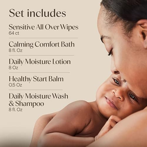 Aveeno Baby Welcome Little One Gift Set, Baby Essentials Set with Daily Moisture Wash and Shampoo, Calming Comfort Bath, Sensitive All Over Wipes, Body Lotion, & Healthy Start Balm, 5 Items — view 4
