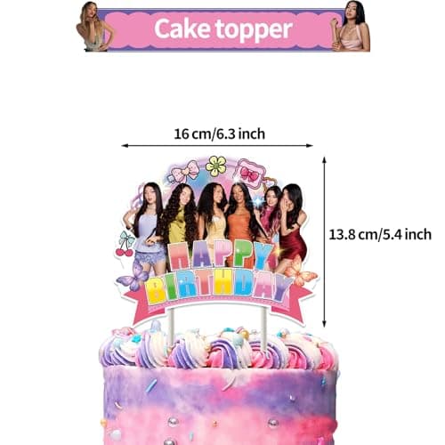 46Pcs KAT Birthday Party Decorations Set - Kpop Girl Group Anime Music Idol Supplies Include Balloons, Banner, Cake Topper & Cupcake Toppers for Fans Lover Girls Boy — view 2