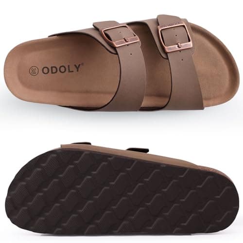 ODOLY Unisex Comfortable Cork Footbed Slide Sandals with Arch Support — view 6