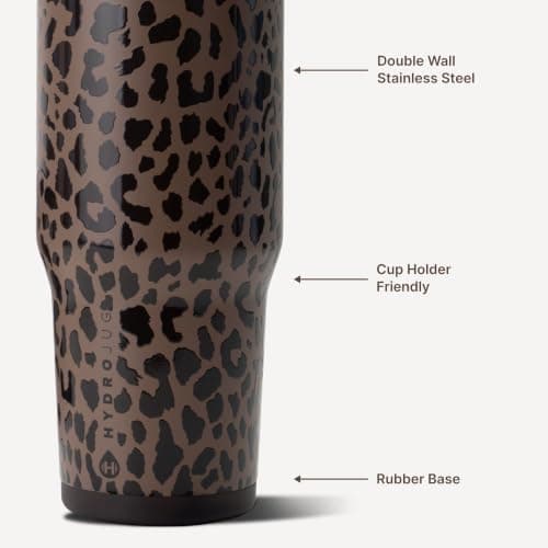 HydroJug Ease2o 32oz Insulated Water Bottle, Straw & Chug Lid, Brown Leopard — view 2