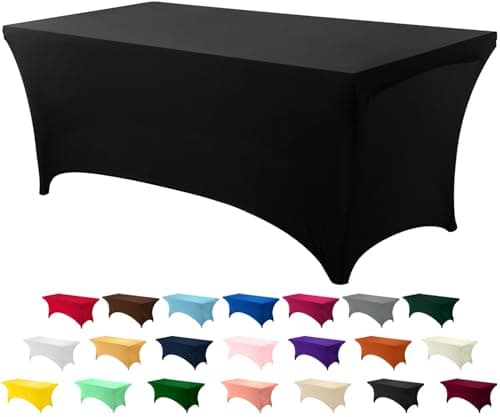 Utopia Kitchen Spandex Tablecloth 1 Pack [4FT, Black] Tight, Fitted, Washable and Wrinkle Resistant Stretch Rectangular Patio Table Cover for Event, Wedding, Banquet & Parties [48Lx30Wx30H Inch]