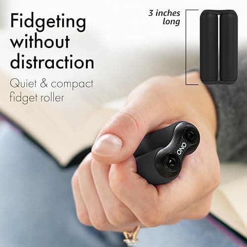 ONO Roller - Handheld Fidget Toy for Adults | Help Relieve Stress, Anxiety, Tension | Promotes Focus, Clarity | Compact, Portable Design | for Ages 14+ (Junior Size/ABS Plastic, Black)