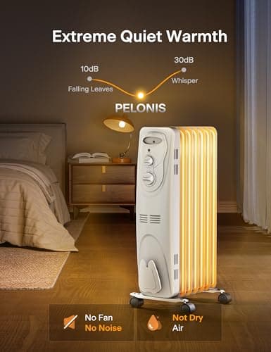 PELONIS Radiator Heater for Large Space, Electric Oil Filled Radiator, Dual Knobs, 1500W, Quiet Space Heater, 3 Modes, Tip-over Protection — view 2