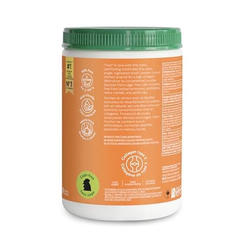 Organika Canadian-Made Chicken Bone Broth Powder-15g Protein Per Serving, Low-Sodium, Mineral-Rich, Convenient Powder Format, Easily Add to Recipes, Keto | Free-Run, Non-GMO and Organic Vegetarian Fed-Chickens- 300g — view 5