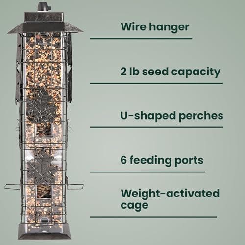 Perky-Pet 336-1SR Squirrel-Be-Gone Bird Feeder, 2LB Squirrel Proof Outdoor Wild Bird Feeder with Weight-Activated Perches — view 2