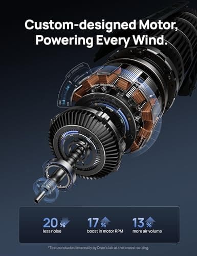 DREO Tower Fan for Bedroom, DC Motor, 28 ft/s, 20dB Quiet Oscillating Bladeless Fan with Remote, 9 Speeds, 4 Modes, 12H Timer, LED Display, Standing Floor Fan Powerful for Indoor Home Office Room — view 3