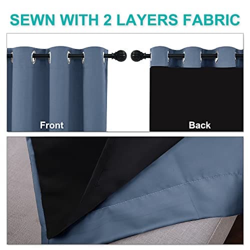 NICETOWN Full Shade Curtain Panels, Pair of Energy Smart & Noise Blocking Out Blackout Drapes for Guest Room Window, Thermal Insulated Lined Window Dressing (Stone Blue, 70 in x 72 in (W x L) — view 4