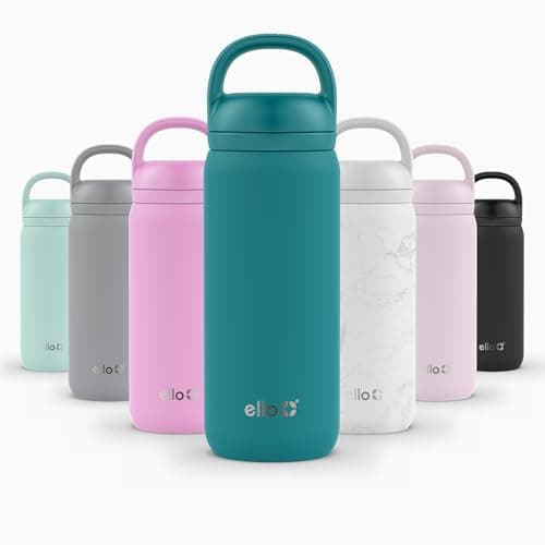 Ello Cooper Twist 18oz Kids Stainless Steel Water Bottle with Chug Lid | Leak Proof Double Walled and Vacuum Insulated | Fits Car Cupholder | Built in Carry Loop | Dishwasher Safe | Antigua
