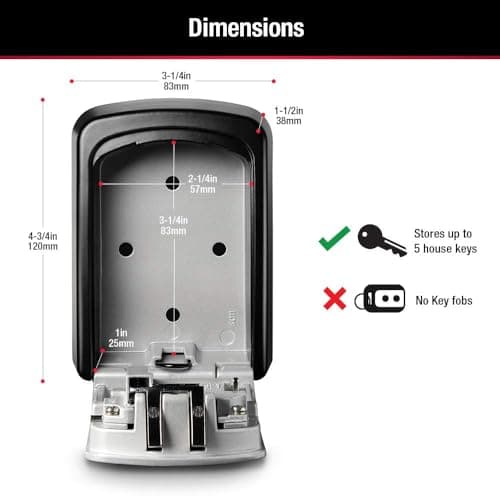 Master Lock Wall Mount Key Lock Box with Resettable Combination Lock, Outdoor Key Lock Box, 5 Key Capacity, 5401D — view 4