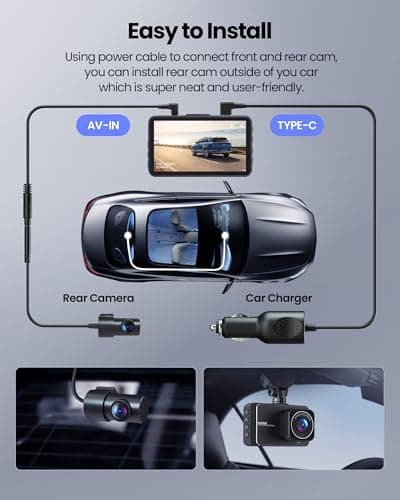 DELLFY Dash Cam Front and Rear Camera with App Control, 4K+2K Dashcams for Cars with 5G WiFi, Night Vision, G-Sensor, Loop Recording & 24H Parking Mode, 170°Wide Angle, 32GB Card — view 2