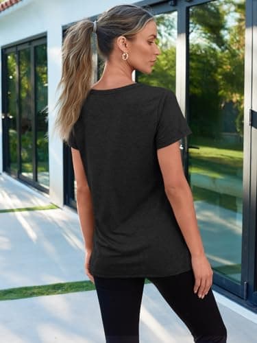 AUTOMET Women's Soft Basic Short Sleeve T-Shirt, Crewneck Tops Summer Casual Tee for Spring Shirts Clothes Everyday Wear 02black XS — view 3