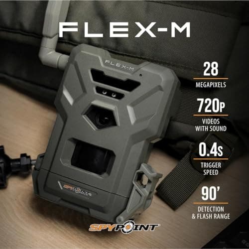 SPYPOINT Flex-M Cellular Trail Camera - Best Value in Hunting Accessories, No WiFi Needed & GPS-Enabled, Hunting Night Vision, IP65 Water-Resistant, 28MP Photos, 720p Videos + Sound (Pack of 1) — view 2