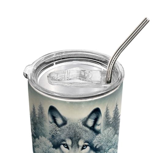 64HYDRO 20oz Snow Wolf Tumbler, Gifts for Wolves Lovers, Coffee Tumbler for Men, Women, Stainless Steel Double Wall Vacuum Insulated Coffee Mug, Travel Cup with Lid — view 5