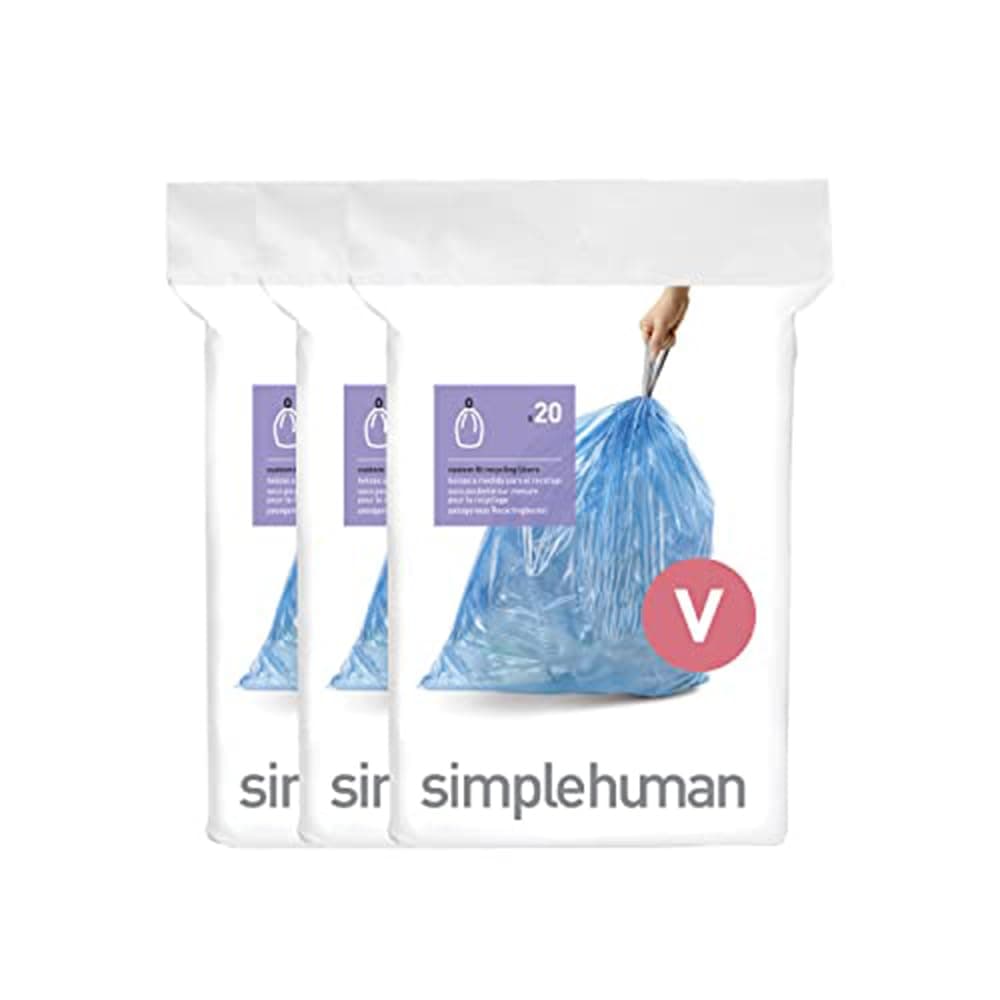 simplehuman CW0408 3 x paquete de 20 bolsas de basura a medida (60 bolsas), código V, plástico blanco — view 42