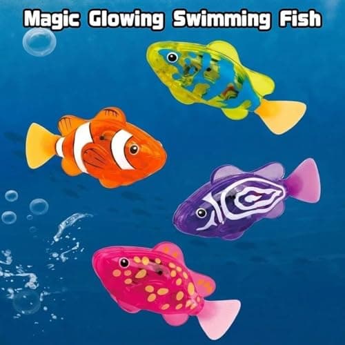 Magic Swimming Fish with Lights, Magic Water-Activated Glowing Swimming Fish for Cats, Bathtub, Pool, Aquarium (8 Pcs)