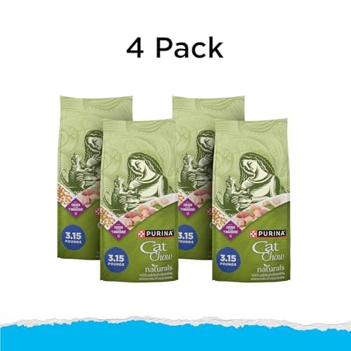 Purina Cat Chow Hairball, Healthy Weight, Indoor, Natural Dry Cat Food, Naturals Indoor - (Pack of 4) 3.15 lb. Bags