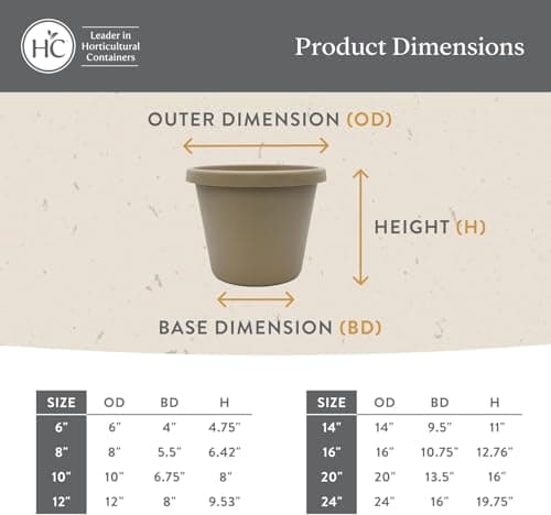 The HC Companies 14 Inch Round Prima Planter - Plastic Plant Pot with Rolled Rim for Indoor Outdoor Plants Flowers Herbs, Honey (Pack of 2) — view 4