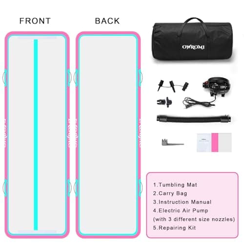 Tumble Track Mats for Gymnastics, Kids Air Gymnastics Mats for Tumbling Thick Inflatable Gymnastics Tumbling Track Mat 6.6/10/13/16.4/20ft Training Tumbling Mat with Electric Pump for Home/Water Fun — view 5