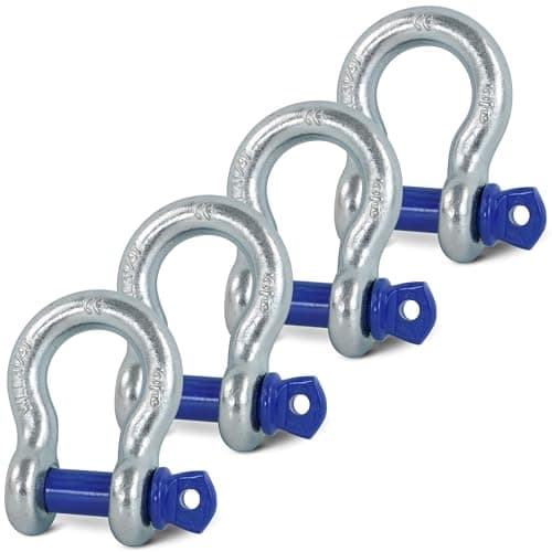 Krytonel 4 Pack 5/8" D Ring Shackles with 3/4" Screw Pin, 42,000 lbs Break Strength, Heavy Duty Off-Road Recovery for Tow Strap, Winch, Jeep, Truck