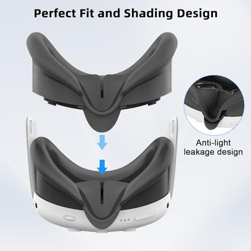 Relohas Deluxe 5 in 1 Silicone Accessories for Meta Quest 3, VR Protective Case Set for Oculus Quest 3, Controller Grip Cover, VR Shell Cover, Face Cover, Gifts for Christmas & Halloween (Black) — view 2