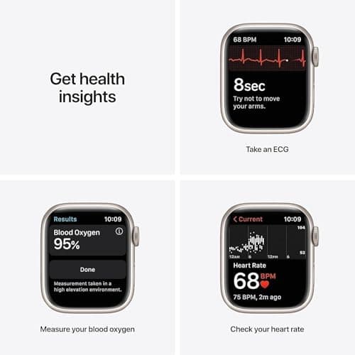 Apple Watch Series 7 (GPS, 41mm) Starlight Aluminum Case with Starlight Sport Band, Regular (Renewed) — view 4