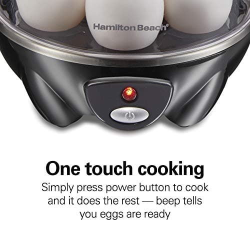 Hamilton Beach 3-in-1 Electric Hard Boiled Egg Cooker, Poacher & Omelet Maker, Holds 7, Black (25507) — view 3