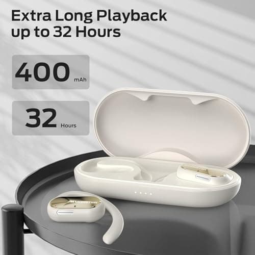 Monster Open Ear AC312 Headphones, Powerful Sound by 16mm Large Drivers, Bluetooth 5.4 Open Ear Earbuds with Noise-Cancelling Mic for Clear Calls, Touch Control, 32H Playtime, IPX5 Waterproof, White — view 5