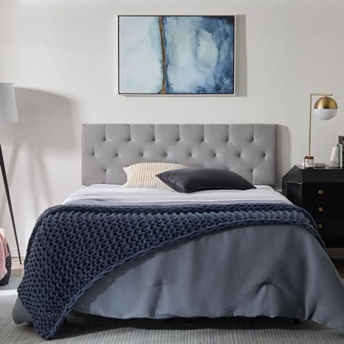 LUCID Mid-Rise Upholstered Headboard - Adjustable Height From 34” to 46” - Queen - Stone — view 5