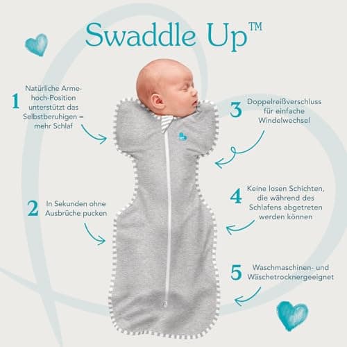 Love to Dream Swaddle UP, Baby Sleep Sack, Self-Soothing Swaddles for Newborns, Improves Sleep, Secure Fit Helps Calm Startle Reflex, New Born Essentials for Baby, Small 8-13lbs, Gray