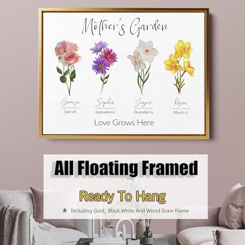 Mothers Day Gifts - Unique Gifts for Mom from Daughter Son with Birth Month Flowers and Names - Anniversary Christmas Birthday Gifts for Mom Grandma - Gift Wrapping Available — view 2