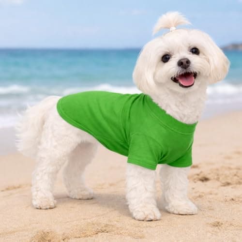 Lovelonglong Pet Clothing Dog Costumes Basic Blank T-Shirt Tee Shirts for Medium Small Dogs Green XL — view 6