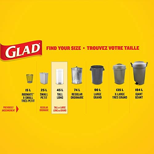 Glad Blue Recycling Bags - Tall 45 Litres - ForceFlex, Drawstring, 50 Trash Bags, Made in Canada of Global Components — view 3