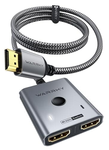 HDMI Switch 4K 60Hz, WARRKY HDMI Switcher 2 in 1 Out [Fixed Braided Cable]