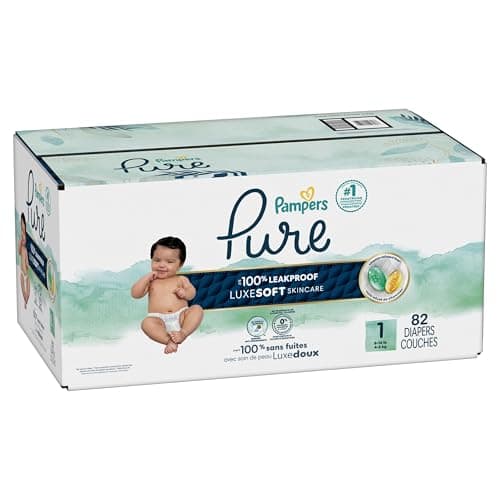 Pampers Pure Baby Diapers, Size 1 (8-14 lbs), 82, Up to 100% Leakproof, Premium Hypoallergenic Soft Diapers — view 14