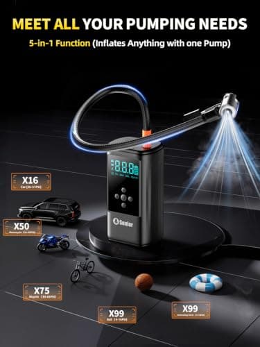 6000A Booster Pack Jump Starter with Air Compressor, Car Booster Battery Pack,10-in-1 Battery Power Pack 12V Jump Box with 160PSI Tire Inflator LED Light and Jumper Cables (10L Diesel All Cars) — view 5