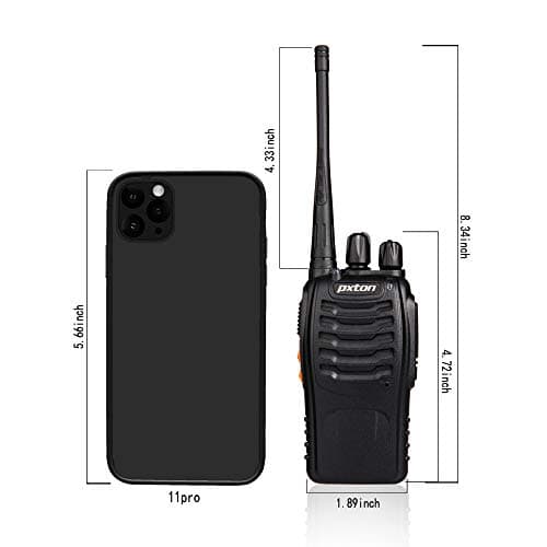 pxton Walkie Talkies Rechargeable Long Range Two-Way Radios with Earpieces,2-Way Radios UHF Handheld Transceiver Walky Talky with Flashlight Li-ion Battery and Charger（2 Pack） — view 2
