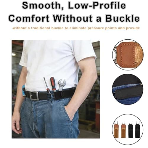 4PCS Buckleless Belt for Men,Tactical Metal Hook Elastic Belt,Invisible Adjustable Side Belt,Unisex Waist for Outdoor & Work Comfortable — view 4