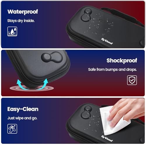 SyVend 3 in 1 Carrying Case Set for Lenovo Legion Go S 2025, Hard Travel Pouch with TPU Silicone Cover Kickstand and 2 Pack Tempered Glass Screen Protector, Portable Storage Bag - Black — view 4