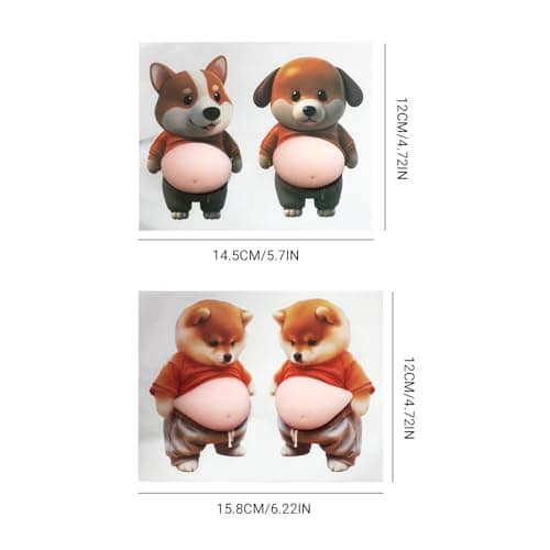 4Pcs Dog Belly Sticker,Anti-Collision Sticker for Car Door Furniture,Cute Puppy Decal with Self Adhesive Backing, Silicone Puppy with Pink Belly