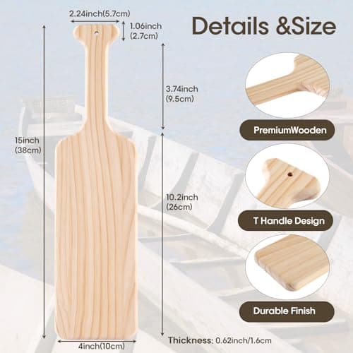 Falikoco 15 Inches Unfinished Wooden Paddle with Smooth Surface, Sorority Paddle Easy to Paint, Greek Paddle with Natural Texture, Fraternity Paddle Premium Solid Pine for Arts and Craft Projects — view 2
