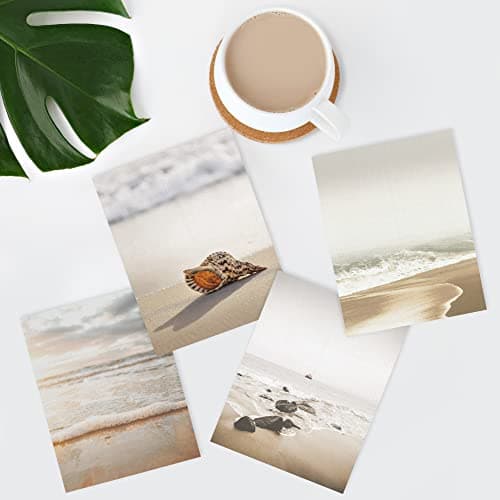SIGNWIN Poster Bathroom Decor 11"x14"x 4, Wall Art Room Decor Multicolor for Living Room, Bedroom, Office White Minimal Beach Shore Ocean Sea Seashell Landscape Nature Wilderness Realism Landscape — view 2
