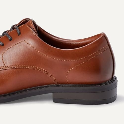 Amazon Essentials Boys' Lace-up Derby Dress Shoes, Tan, 3 Little Kid — view 4