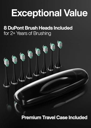 Aquasonic Black Series Ultra Whitening Toothbrush – ADA Accepted Electric Toothbrush- 8 Brush Heads & Travel Case – 40,000 VPM Electric Motor & Wireless Charging - 4 Modes w Smart Timer — view 4