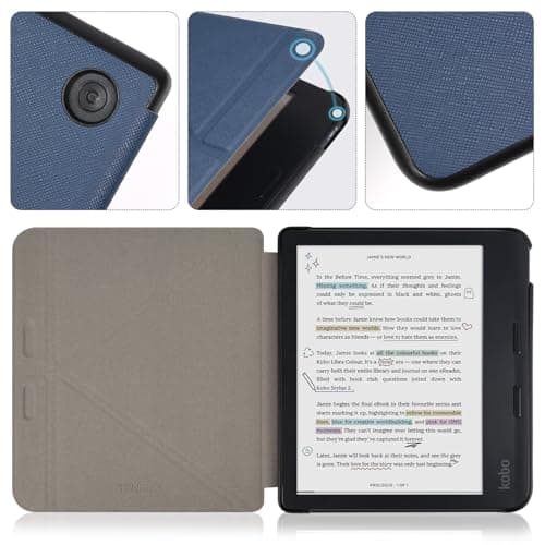 Tenano Case for 7" Kobo Libra Colour (Model: N428, 2024 Release), Foldable Cover with Auto Sleep/Wake, Blue — view 4