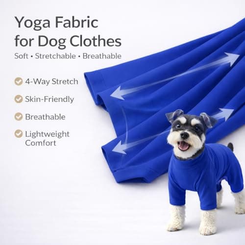 ADKLHX Dog Full Bodysuit – Stretchy Yoga Fabric 4-Leg Dog Pajamas, Breathable & Lightweight Dog Onesie for Indoor & Outdoor, Shedding Control & Travel Wear Royal Blue 2XL