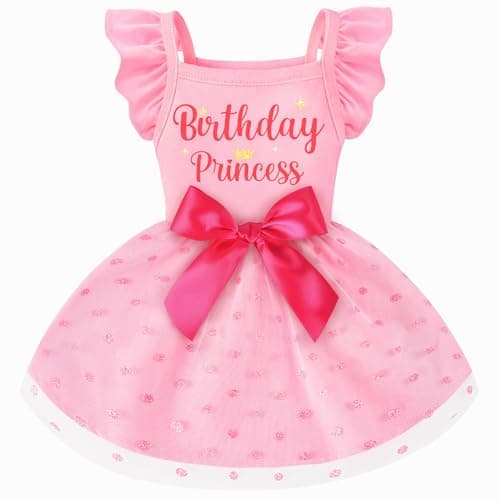 Dog Straps Holiday Dress (S (Back: 12.2",Chest: 14-16", 6.5-12lbs), Birthday Princess)