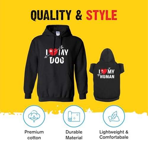 I Heart My Dog & Human Matching Hoodies - Soft Pet & Owner Sweatshirt Set - Premium Gift for Holidays