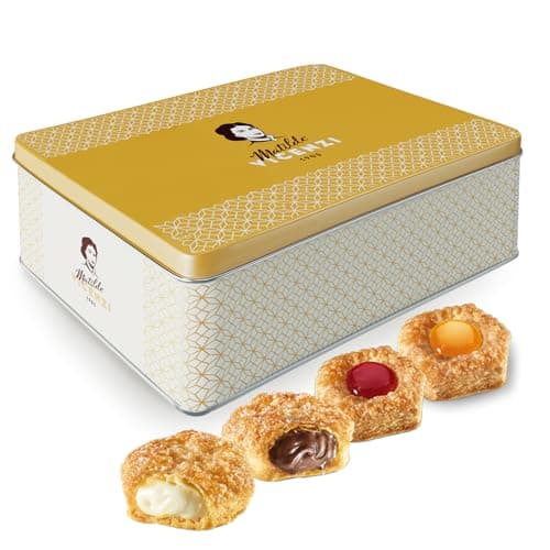 Matilde Vicenzi Millefoglie D'Italia Cookie Tin - Imported Assortment of Italian Butter Cookies & Crispy Tea/Coffee Pastries, Kosher Dairy, Gift Box for Every Special Occasion - 13.76oz