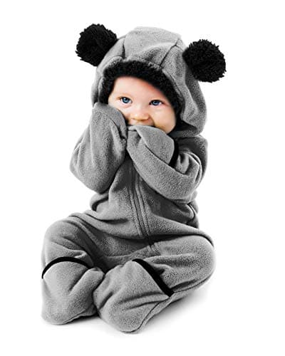 Fleece Baby Bunting Bodysuit – Infant One Piece Kids Hooded Romper Outerwear Toddler Jacket